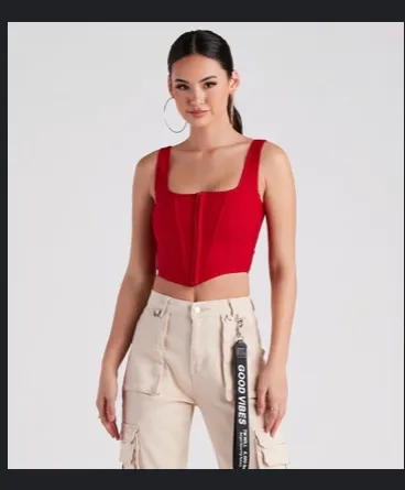 Windsor Corset Red Crop Top XS - Image 2