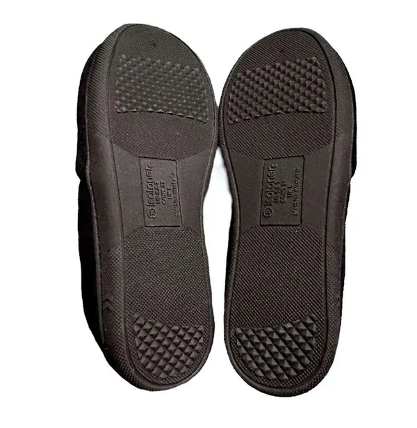 Isotoner Indoor/Outdoor Black Microterry Satin Trimmed Slippers Size 6.5-7 - Image 7
