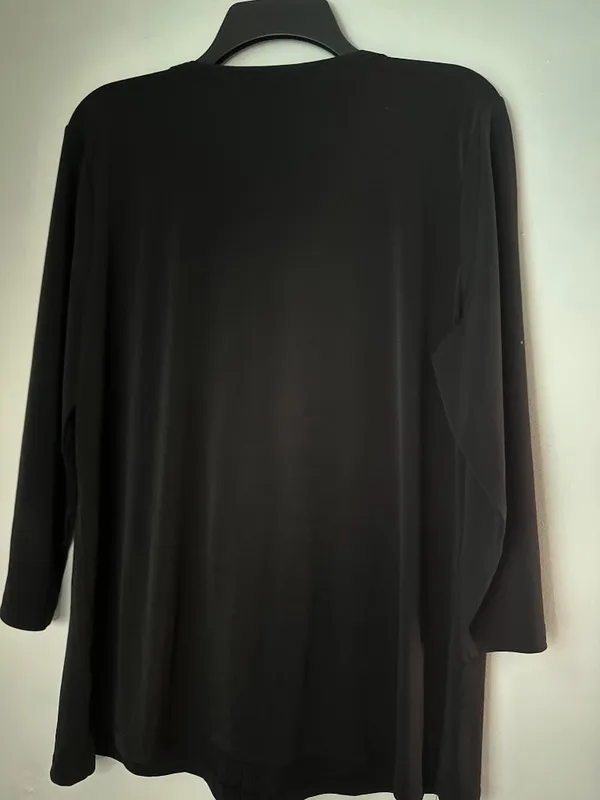 Nine West Black Ruffle Blouse XL Feminine Elegant Sheer Y2K old money retro - Image 6