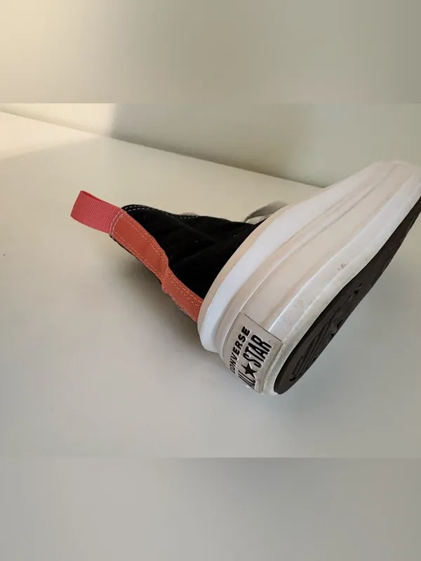 Converse Women’s Black High-Top Canvas Sneakers with White Sole - Image 7