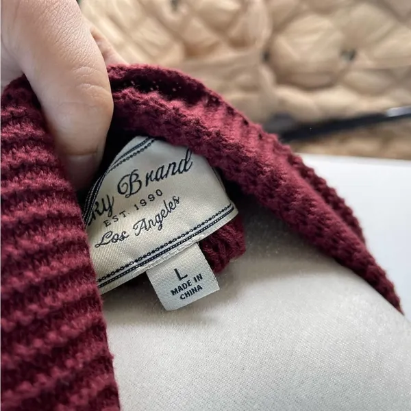 Lucky Brand burgundy‎ knit sweater cardigan size large - Image 5