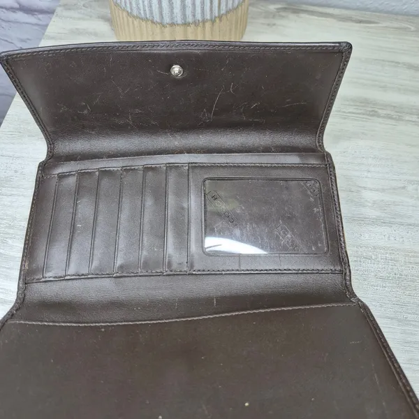 Vintage Coach Signature C Canvas Continental Trifold Wallet Brown Checkbook Long - Image 7