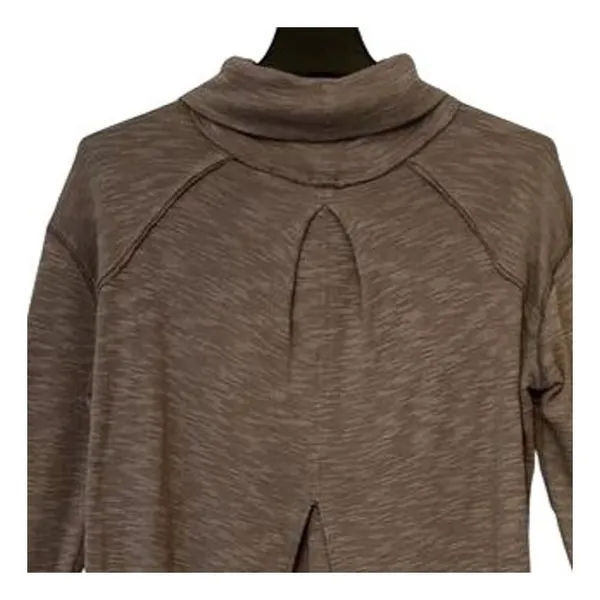 Free People Top Womens Size S Brown Tunic Turtleneck Oversized Split Back Boho - Image 6