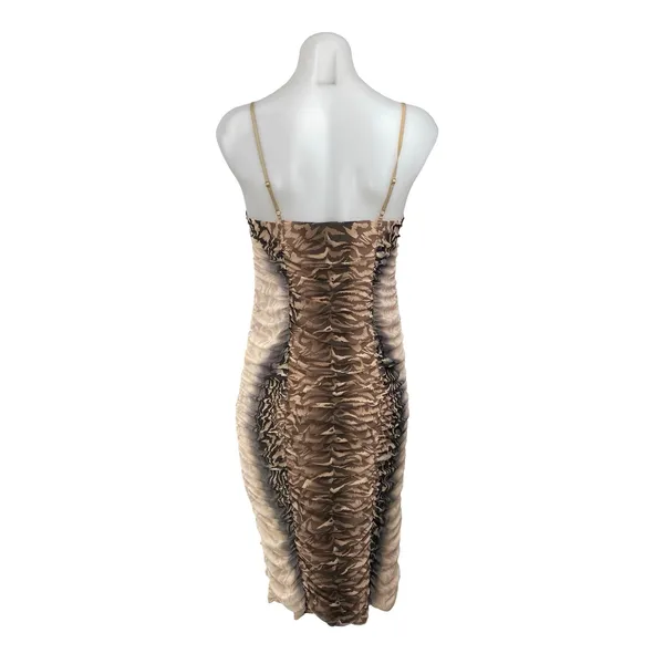 AFRM Amara Power Mesh Ruched Ombre Animal Print Midi Tank Sheath Bodycon Dress M - Image 4