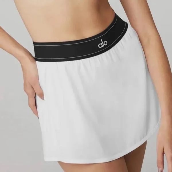 Alo Yoga White High Waist Mini Skort Built-In Shorts - Image 2