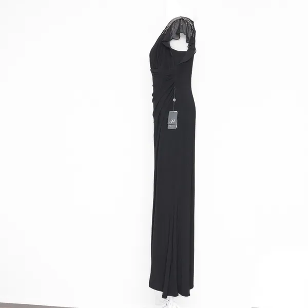 Adrianna Papell‎ Beaded Jersey Chiffon Flutter Sleeve Gown - Image 7