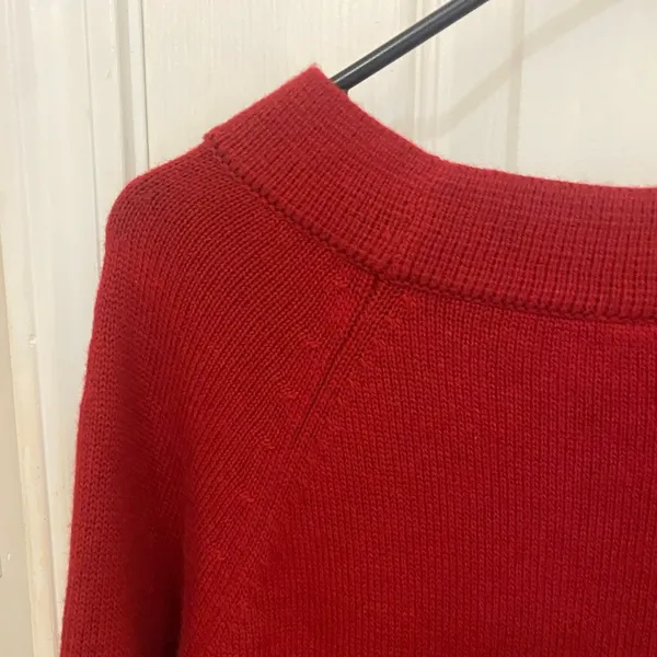 LOFT Boatneck Rolled Hem Rabbit Hair Sweater in Deep Red - Image 6