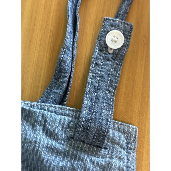 Zadig & Voltaire Sidney Patch Denim Overalls Size Small Blue Chambray Stripe - Image 9