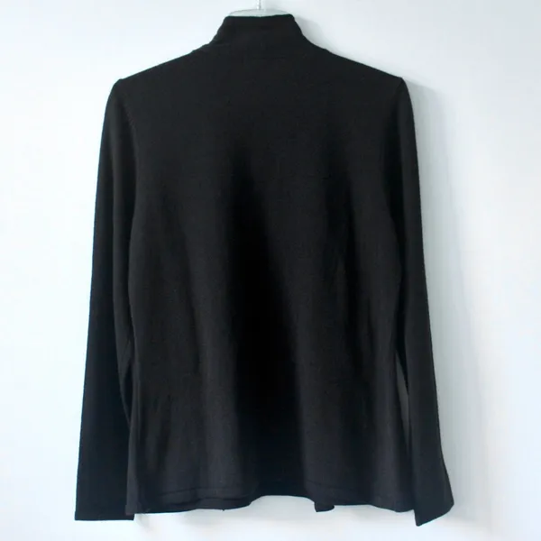NWOT Charter Club Black Silver Metallic Cardigan Long-Sleeve Blouse Medium - Image 3