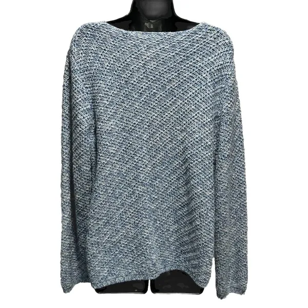 Fashion Bug Sweater Long Sleeve Size XL‎ Chunky Knit Blue/White Boat Neck - Image 4