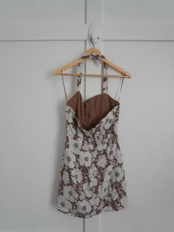 Abercrombie & Fitch Floral Linen Halter Mini Dress - Image 3