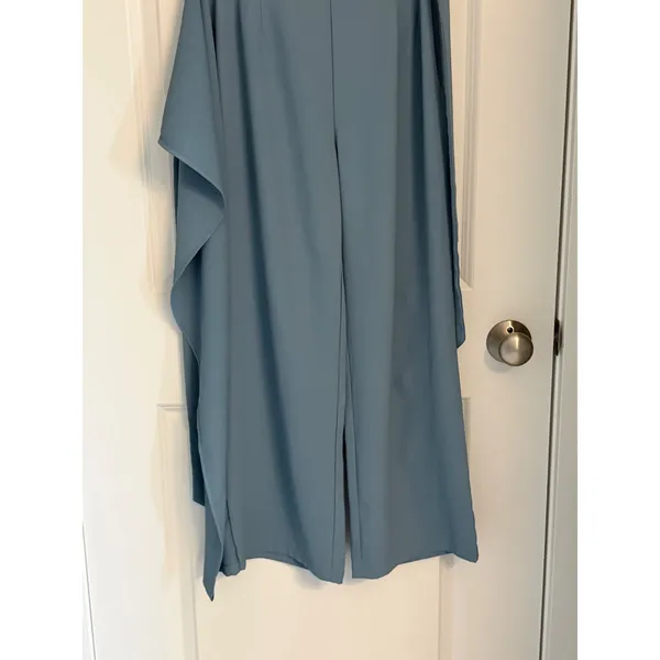 Halara Wide Leg‎ Wrap Pants Dusty Blue High Waisted Side Tie Small Tall - Image 3