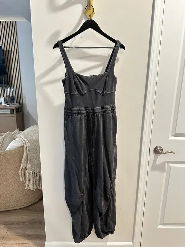 FREE PEOPLE Movement Inbound Onesie Stretch Jumpsuit in Black Size Medium - Image 3