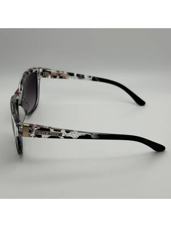 Steve Madden Oversized Cat Eye Sunglasses Black Clear Red Patterned Frames - Image 9