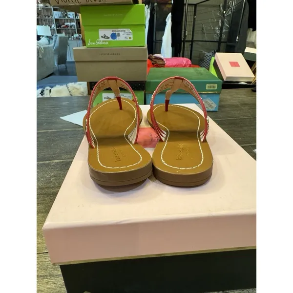 Women's Kate‎ Spade Carol Red Patent Thong Sandal Size 7.5 Studded - Image 6