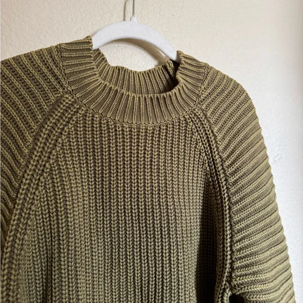 Anthropologie Maeve Mackenzie Chunky‎ Knit Sweater Top Size Small Moss Green - Image 4