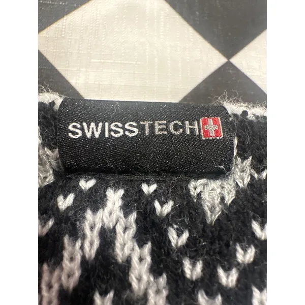 Swiss Tech Black White Fair Isle Knit Headband 3M Thinsulate Winter Ear Warmer - Image 2