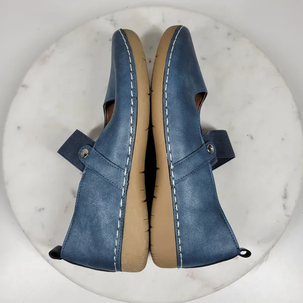 GC‎ Lira Leather Mary Janes Womens 7 Metallic Blue Closed Toe Shoes - Image 11