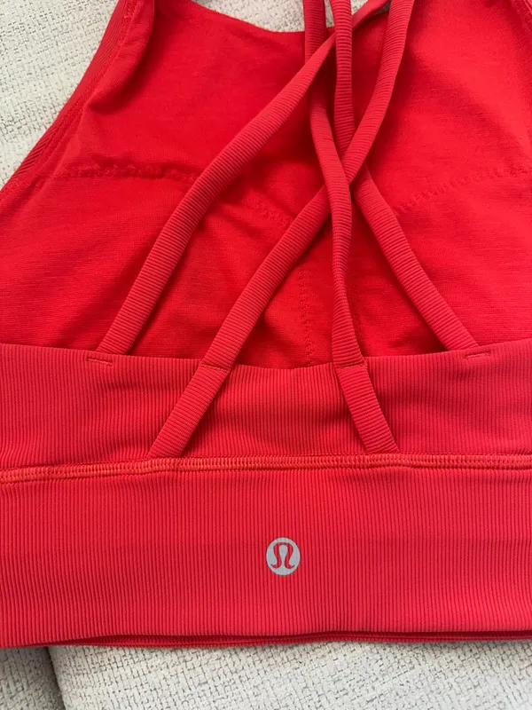 Lululemon Energy Bra High Neck Ribbed Red - Image 3