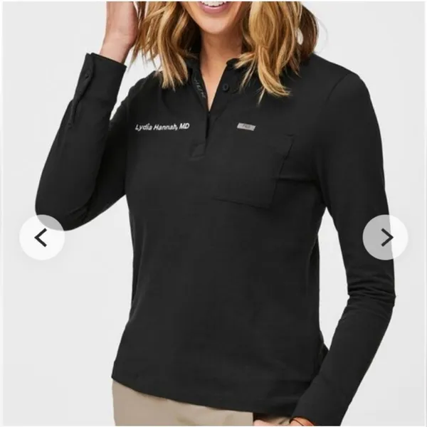 FIGSPRO Pique Longsleeve Polo Top Olive‎ Green Medium - Image 9