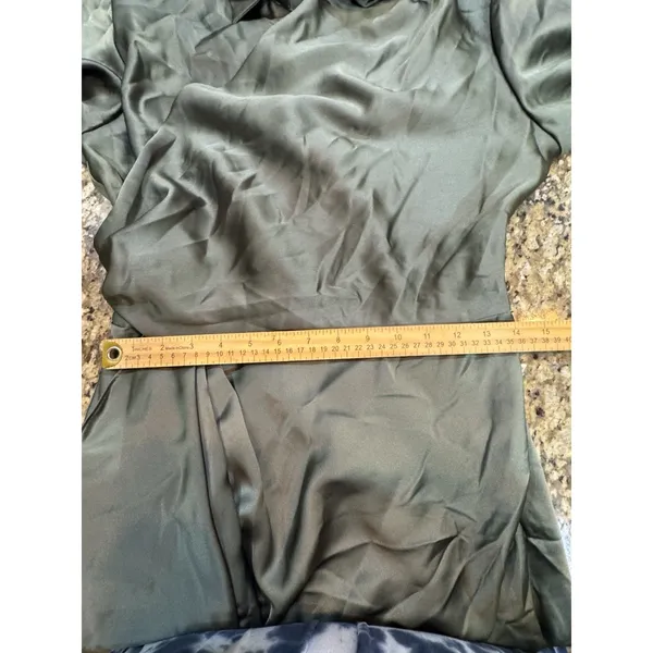 Xscape "EMERY" SATIN LONG SLEEVE COLLARED DRESS Size 8 Green - Image 12