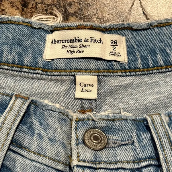 Abercrombie High Rise Mom Shorts Cut Off Denim Blue Curve Love 26 2 Y2K Festival - Image 3
