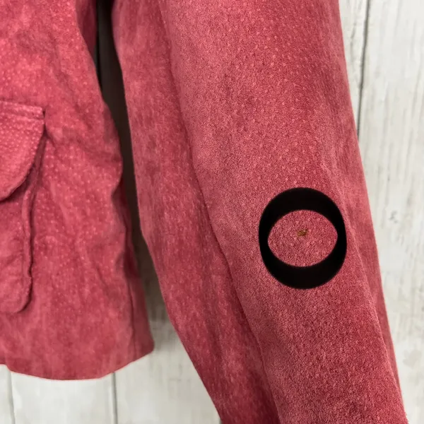 Motto Genuine Suede Leather Pink Trucker Jacket Western Button Front Chore Coat - Image 3