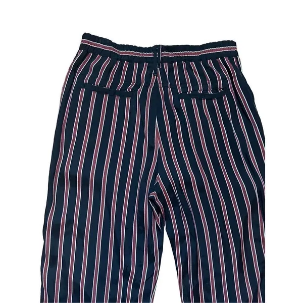 ANTHROPOLOGIE Striped Silky Tie Joggers in Black/Red‎ sz small - Image 11