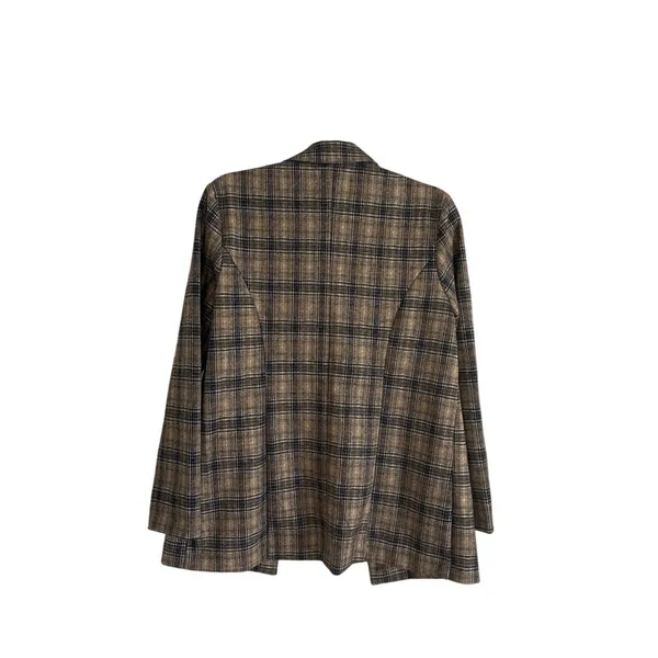Liverpool Los Angeles Plaid Boyfriend Blazer Blue Beige Women’s Size S Classic - Image 2