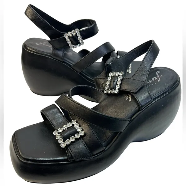 New Free People Brooklyn Ankle Strap Platform Sandal Black Leather Size 7.5 - Image 7
