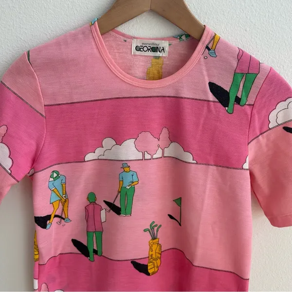 Vintage Pink Retro Golfing Tee Size XS - Image 2