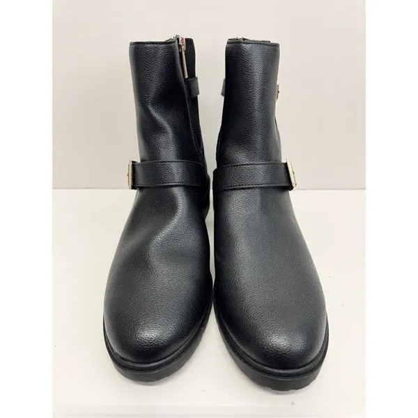 Anne Klein‎ Boots Size 10.5 Black Block Heel Almond Toe Buckle Detail NEW - Image 3
