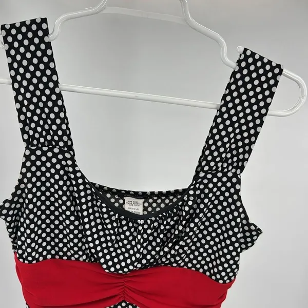 Maurices Y2K Babydoll stretchy Black White red Polka Dot tank pin up 90s M - Image 6