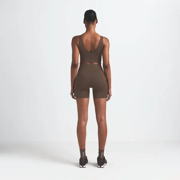 Nike Skims Matte V-Neck Longline Bra Dark Sepia Size Small - Image 2