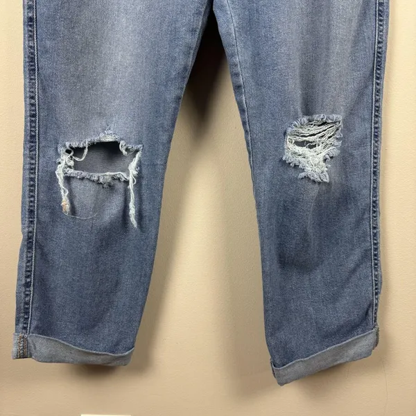 Levi's Signature Heritage Boyfriend Jeans Blue Denim Cuff 14 W32 Distress - Image 3