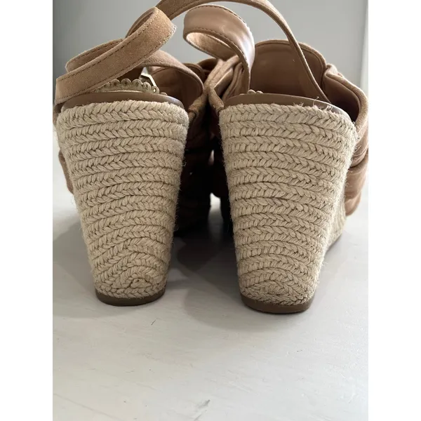 Sam Edelman Tan Suede Espadrille‎ Wedge Sandals Bow Ankle Strap Women Size 6.5M - Image 9