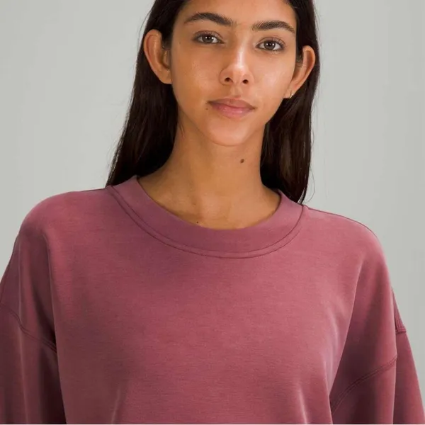 NWT Lululemon Perfectly Oversized Cropped Crew Softstreme Mulled Wine - Image 3