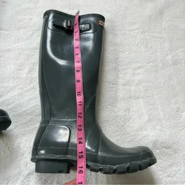 Hunter Original Gloss Tall Gray Rain Boots Size 5M 6F US. 37 - Image 11