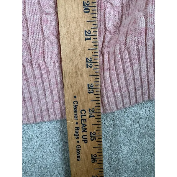 Vtg 90s LL Bean L Pink Lambs Wool Blend Cable‎ Knit Sweater Pullover - Image 6