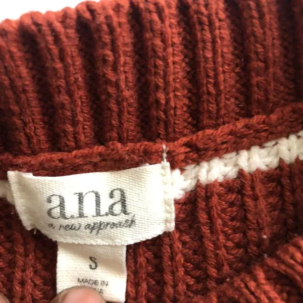 ANA Brown burgundy white striped long sleeve sweater slightly oversize. Measurement in pics - Image 4