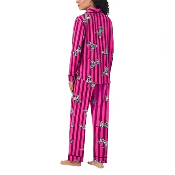 NWT Room Service Women's Shawl Collar Pajama Set Pink L - Image 4