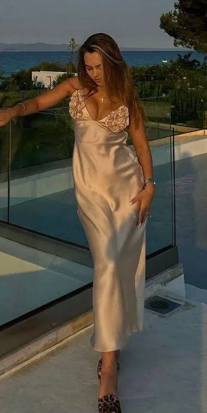 Zara dress maxi satin slip bodycon ruffled strappy wedding evening cocktail - Image 7