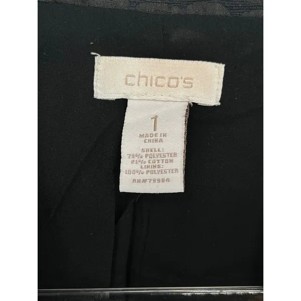 CHICO'S 1 Blazer Medium 8‎ Black Crocodile Embossed Textured Professional Dress - Image 4