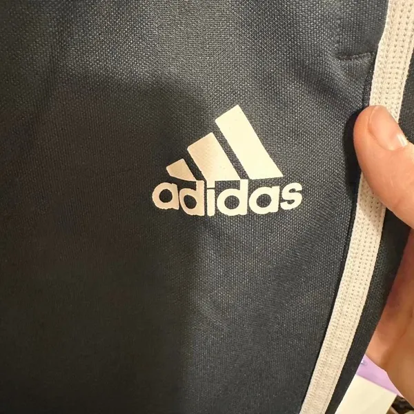 297. Adidas black track pants with white stripes Size M - Image 2