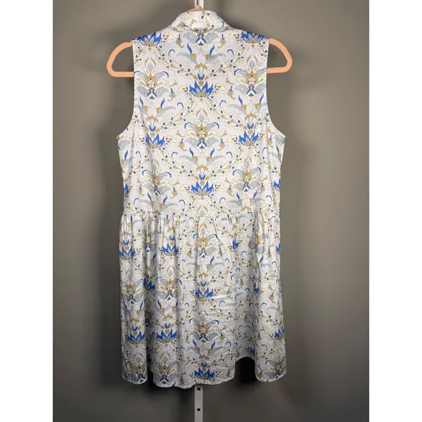 Tuckernuck Blue White Floral Shirt Dress Sleeveless Preppy‎ Resort M - Image 12