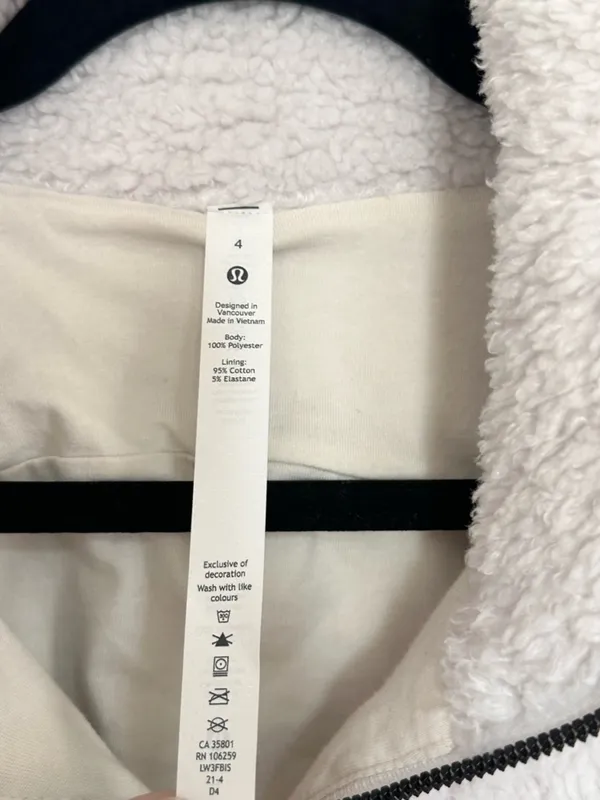 Lululemon Cinchable Fleece Zip Up Jacket in White Opal Size 4 - Image 11