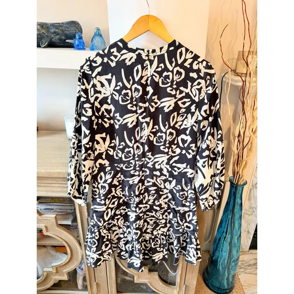 Tanya Taylor Block Print Mel Dress Womens‎ Black White Size 2 - Image 4