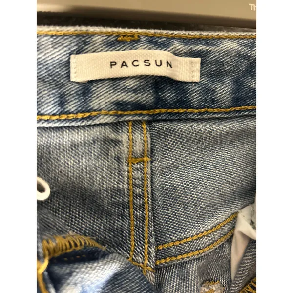PacSun 90s Boyfriend Jeans Womens 23 Blue Distressed‎ High Rise Straight Leg - Image 3