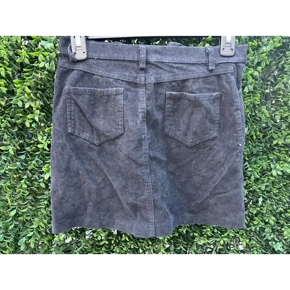 Brandy‎ Melville Black Corduroy Mini Skirt XXS XS High Waisted A-Line 24 Waist - Image 3
