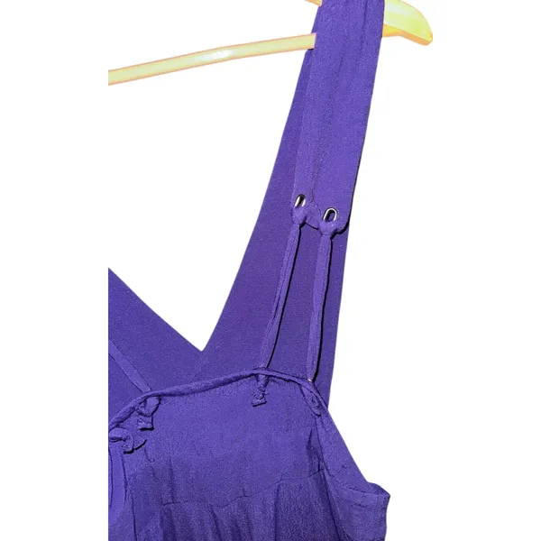 Maeve Anthropologie Purple‎ Overall Jumpsuit Suspender Wide Leg Sz 0 Boho *Flaw* - Image 10